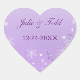 Sticker Cœur Purple & White Winter Enregistrer La Date Mariage