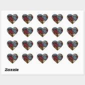 Sticker Cœur Puzzle Rockabilly Impression Animale RAB (Feuille)