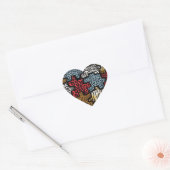 Sticker Cœur Puzzle Rockabilly Impression Animale RAB (Enveloppe)