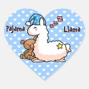 Sticker Cœur Pyjama Llama