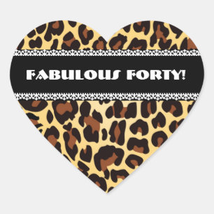 Sticker Cœur Quarantième léopard et dentelle fabuleux A10