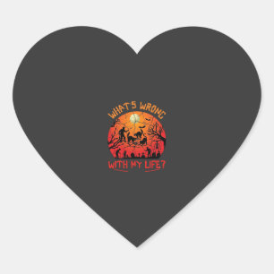 Sticker Cœur Qu'est-ce qui ne va pas dans la vie Halloween Chat