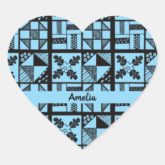 Sticker Cœur Quilage en Patchwork