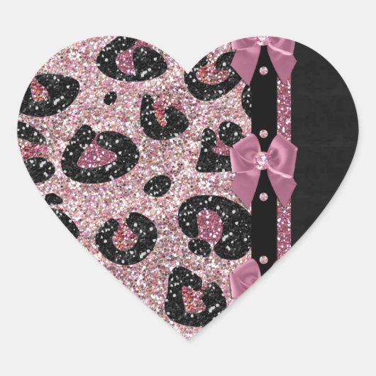 Sticker Cœur RAB Rockabilly Pink Leopard Ribbon Bows (Devant)