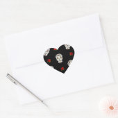 Sticker Cœur RAB Rockabilly Sugar Skulls Roses On Black (Enveloppe)