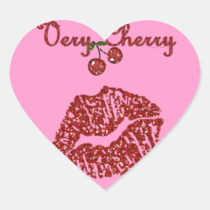 Sticker Cœur RAB Rockabilly très Cherry Kiss