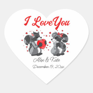 Sticker Cœur Raccoon de Valentines
