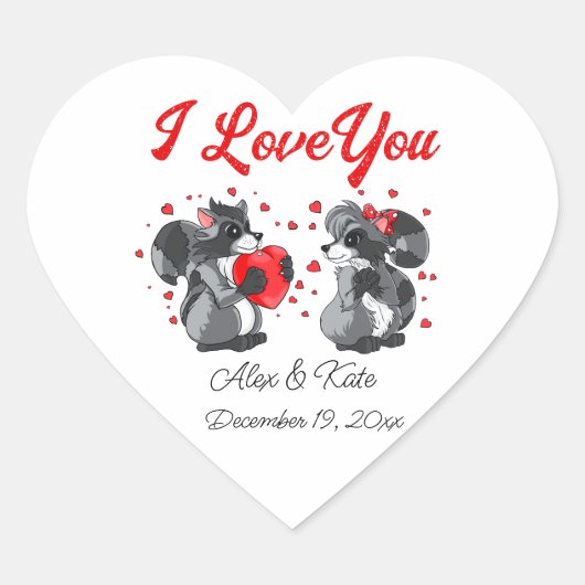 Sticker Cœur Raccoon de Valentines (Devant)