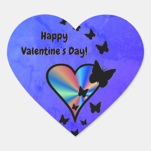 Sticker Cœur Rainbow heart and Butterfly