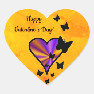 Sticker Cœur Rainbow heart and Butterfly
