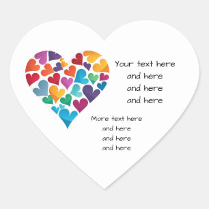Sticker Cœur Rainbow Heart, Personnaliser Avec Votre Propre Tex