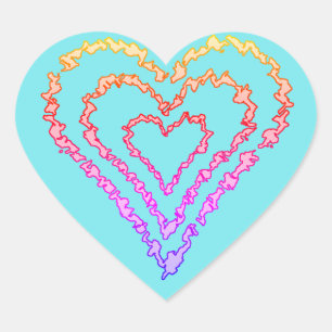 Sticker Cœur Rainbow Love Motif de coeur sur Turquoise léger