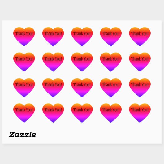 Sticker Cœur Rainbow Ombre Merci (Feuille)