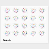 Sticker Cœur Rainbow Theme Oiseaux Fleurs Mariage Enveloppe Sce (Feuille)