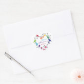 Sticker Cœur Rainbow Theme Oiseaux Fleurs Mariage Enveloppe Sce (Enveloppe)