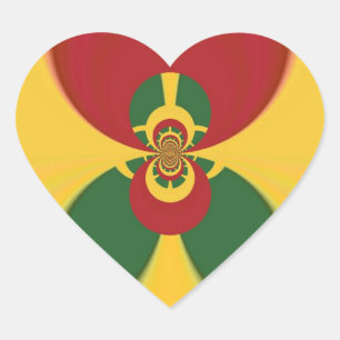 Sticker Cœur Rasta Colours Art Abstrait Imprimer