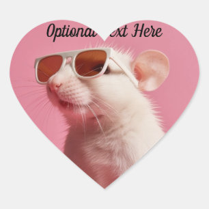 Sticker Cœur Rat de compagnie personnalisé en lunettes de solei