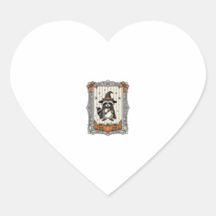 Sticker Cœur Raton laveur de Halloween Sorcière Citrouille Vint