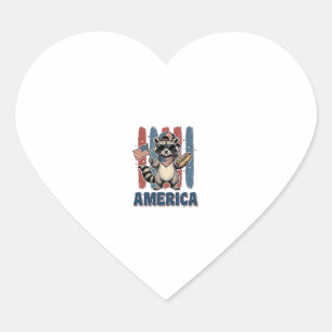 Sticker Cœur Raton laveur patriotique America conception de t-s
