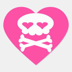 Sticker Cœur Rave Kawaii Crâne Mignon