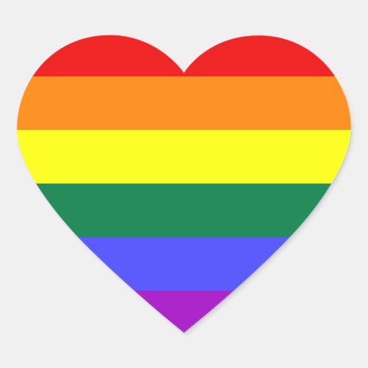 Sticker Cœur Rayures arc-en-ciel (Devant)