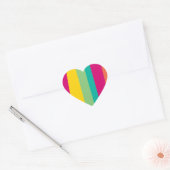 Sticker Cœur rayures colorées (Enveloppe)
