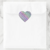 Sticker Cœur rayures de dégradé arc-en-ciel : (Sac)