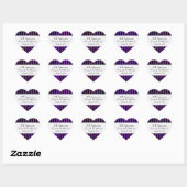 Sticker Cœur Rayures violettes, Rayures pailletées, Anniversair (Feuille)