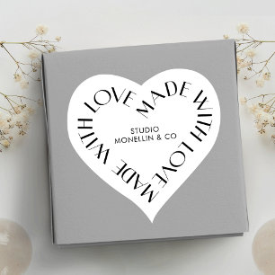 Sticker Cœur Réalisé Avec Amour Minimaliste Merci d'entreprise