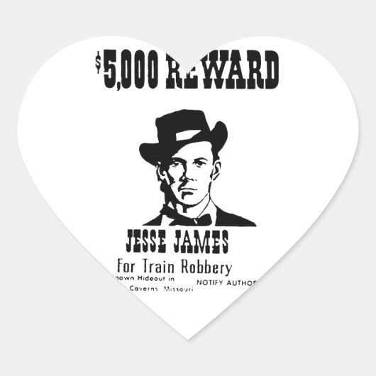 Sticker Cœur Recherché Jesse James (Devant)