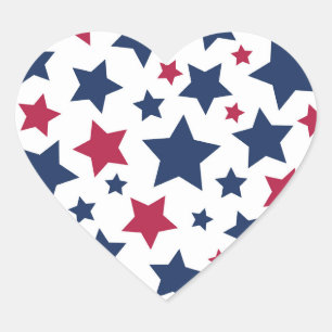 Sticker Cœur Red and Blue Stars - motif de drapeau américain