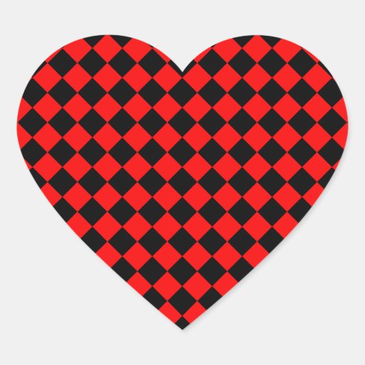 Sticker Cœur Red Black Checker Diamond Pattern (Devant)