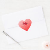 Sticker Cœur Red gradient geometric mesh pattern Monogram (Enveloppe)