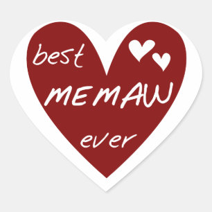 Sticker Cœur Red Heart Best Memaw Ever T-shirts et cadeaux