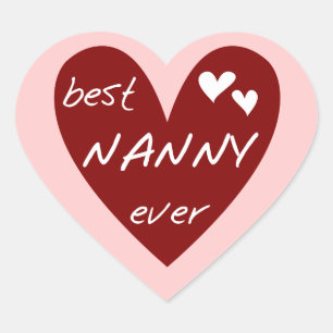 Sticker Cœur Red Heart Best Nanny Ever T-shirts et cadeaux