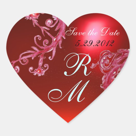 STICKER CŒUR RED MAGIC BERRIES COEUR MONOGRAM, MARIAGE (Devant)