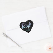 Sticker Cœur *~* Reiki Iridescente Coeur Bleu, Rose, Turquoise (Enveloppe)