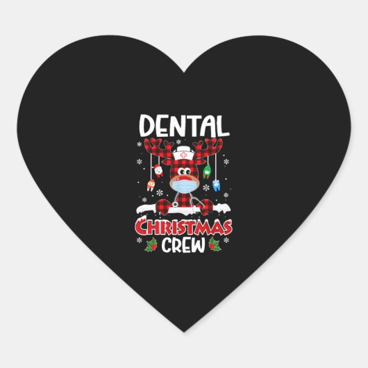 Sticker Cœur Reindeer Dental Crew et dent Noël 2020 (Devant)