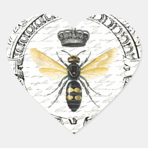 Sticker Cœur Reine des abeilles française VINTAGE MODERNE
