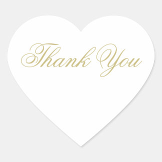 Sticker Cœur Remerciements de mariage élégants blanc et or