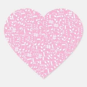 Sticker Cœur Remplissez Votre Cœur De Musique Danse Notes Blanc