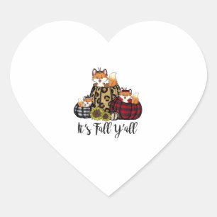 Sticker Cœur Renard drôle C'est automne Y'all Thanksgiving Anim