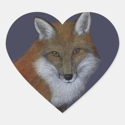 Sticker Cœur Renard rouge (Devant)