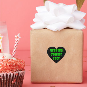 Sticker Cœur Repose Visage Zombie - Drôle Halloween 2022