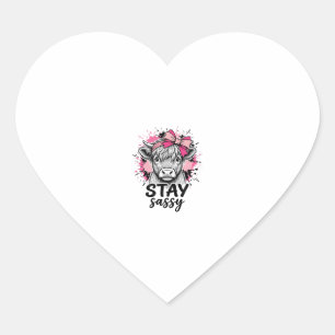 Sticker Cœur Restez Sassy Rose Highland Vache Gravure Vintage S