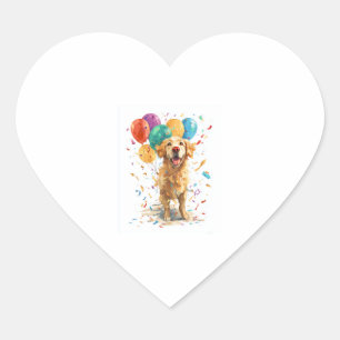 Sticker Cœur Retriever clown - Chien de cirque avec ballons