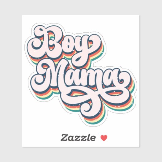 Sticker Coeur Retro Boy Mama (Feuille)