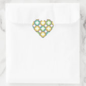 Sticker Cœur Retro Diamond dans Circle Pattern Blue Green Gold (Sac)