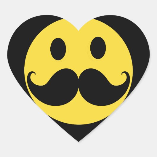 Sticker Cœur Retro Moustache visage jaune (Devant)