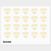 Sticker Cœur Retro Vanilla Yellow Heart Stripes Bakery (Feuille)
